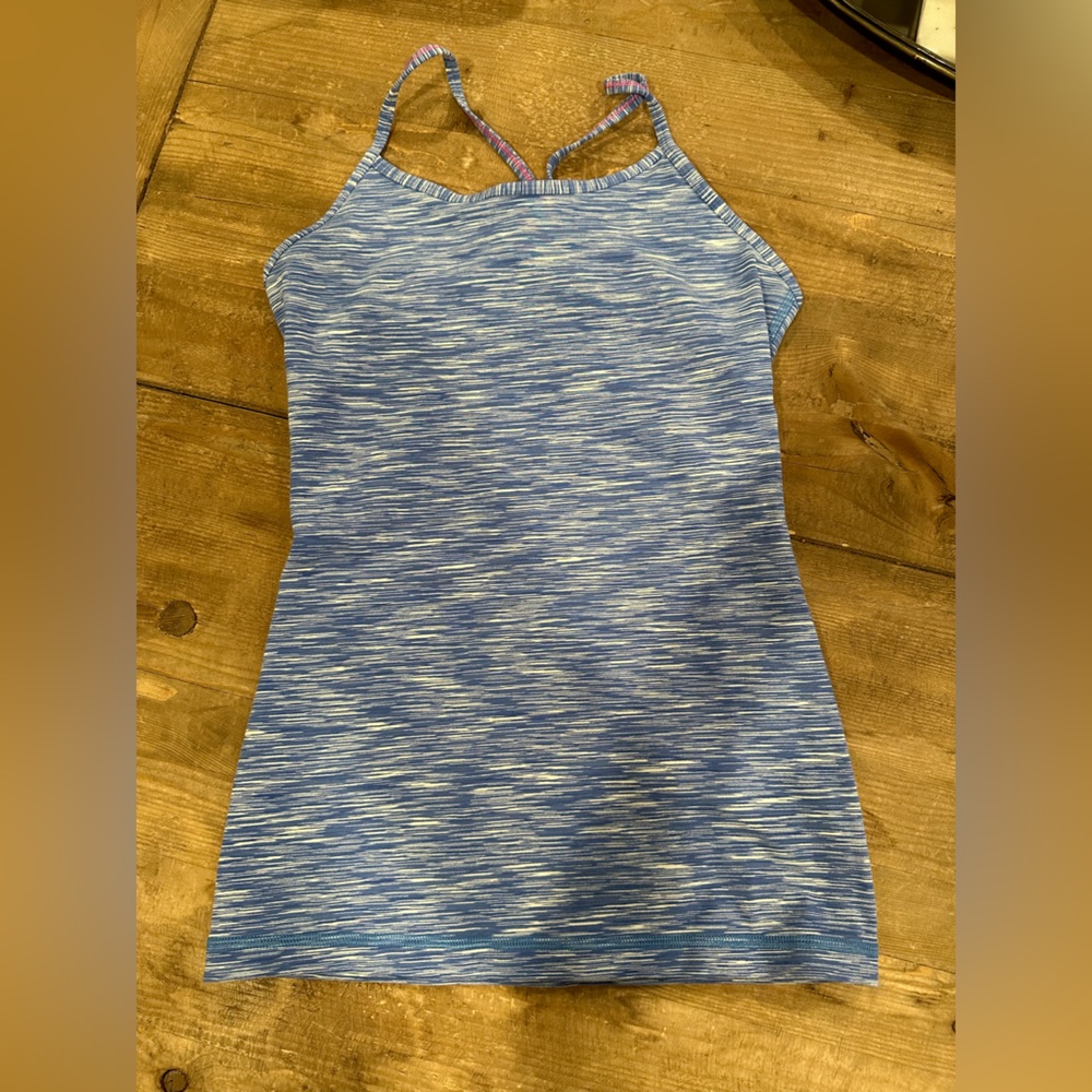 Girls size 12 Ivivva spaghetti strap tank top. Blue and white.
